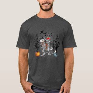 Dabbing Pumpkin Skeleton Riding Funny Halloween Co T-Shirt