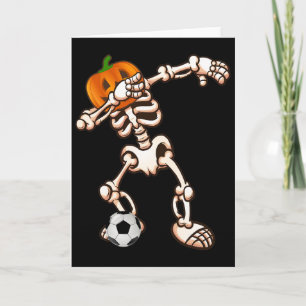 Dabbing Pumpkin Skeleton Soccer Halloween Costume Card