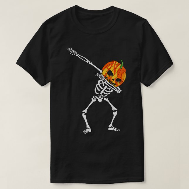 Dabbing pumpkin Skeleton T-Shirt (Design Front)