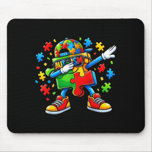 Dabbing Puzzle Autism Awareness for Boys Kids Mouse Mat