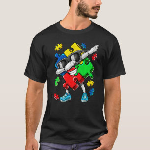 Dabbing Puzzle Piece Kids Boys Girls Autism Awaren T-Shirt