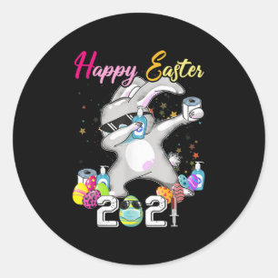 Dabbing Rabbit Easter Day 2021 Eggs Classic Round Sticker