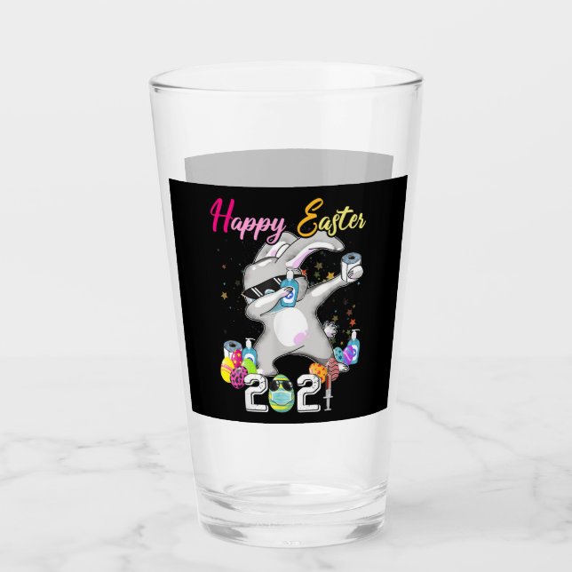 Dabbing Rabbit Easter Day 2021 Eggs Glass (Front)