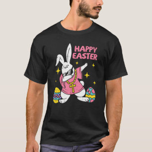 Dabbing Rabbit Easter Day Bunny Hunting Eggs Boys  T-Shirt