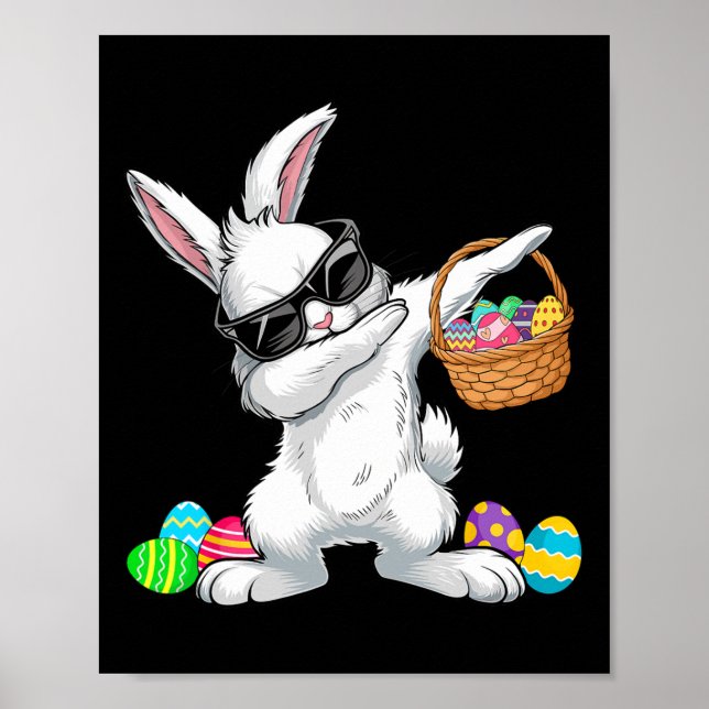 Dabbing Rabbit Easter Day Eggs Bysket Boys Kids Ea Poster (Front)