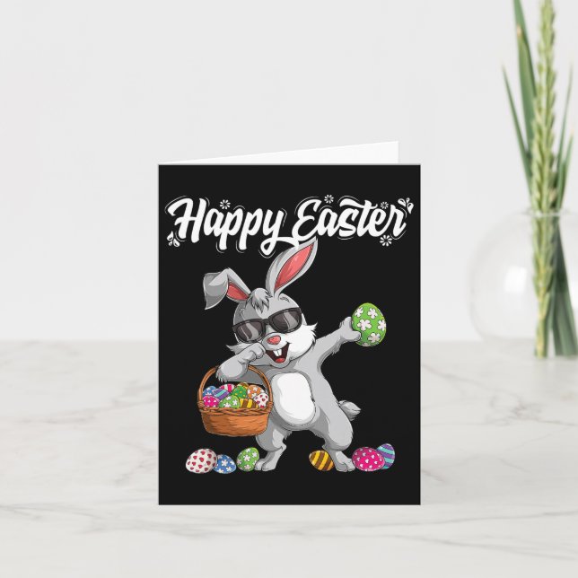 Dabbing Rabbit Easter Day Eggs Dab Boys Girls Kid  Card (Front)