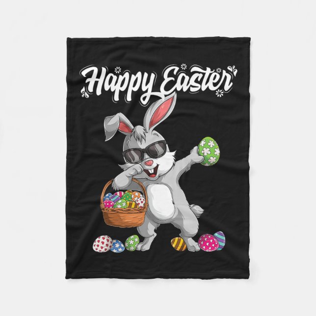 Dabbing Rabbit Easter Day Eggs Dab Boys Girls Kid  Fleece Blanket (Front)