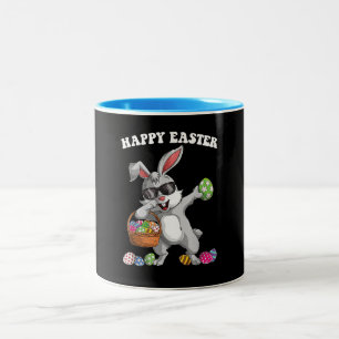 Dabbing Rabbit Easter Day Eggs Dab Boys Girls Kid Two-Tone Coffee Mug