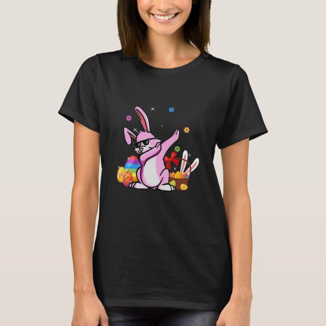 Dabbing Rabbit Easter Day Eggs Dab Boys Girls Kids T-Shirt (Front)