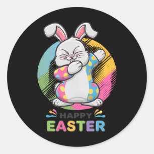 Dabbing Rabbit Happy Easter Day Bunny Eggs Dab Boy Classic Round Sticker