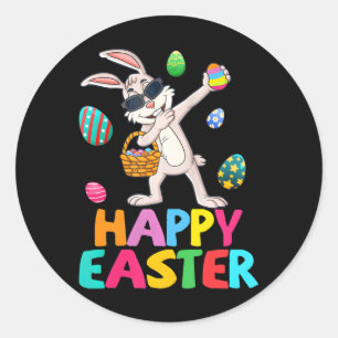 Dabbing Rabbit Happy Easter Day Eggs Dab Boys Classic Round Sticker