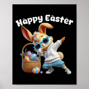 Dabbing Rabbit Happy Easter Day Eggs Dab Boys Kids Poster