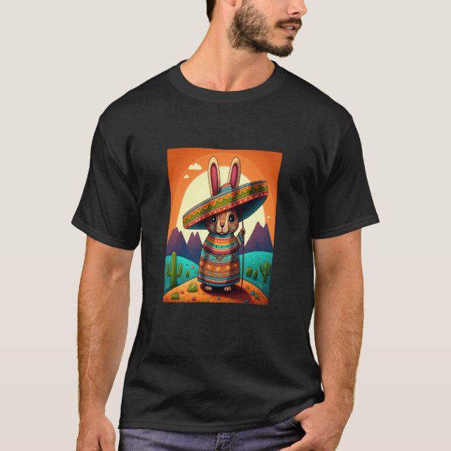 Dabbing Rabbit In Mexican Costume Year of The Rabb T-Shirt (Front)