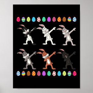 Dabbing Rabbits Easter Day Eggs Dab Boys Girls Kid Poster