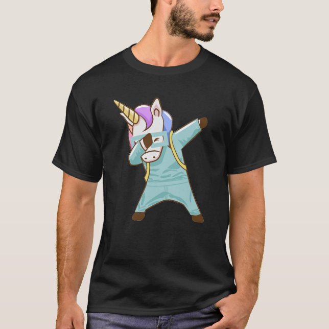 Dabbing Rainbow Unicorn LGBT Pride T-Shirt (Front)