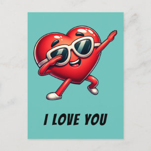 Dabbing Red Heart I love You Card