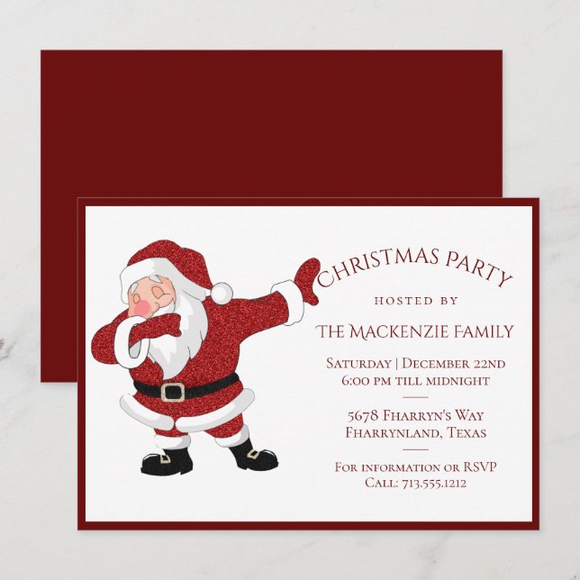 Dabbing Red Santa Claus | Fun Holiday XMAS Humor (Front/Back)