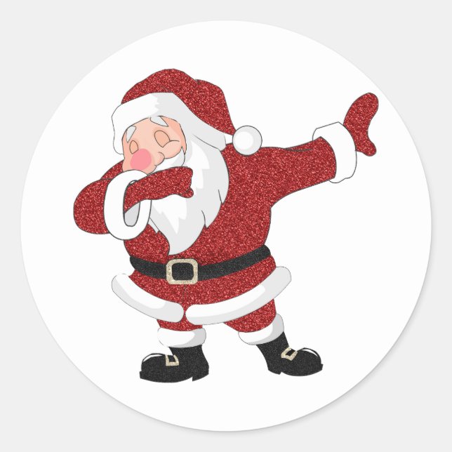Dabbing Red Santa Claus | Fun Holiday XMAS Humor Classic Round Sticker (Front)
