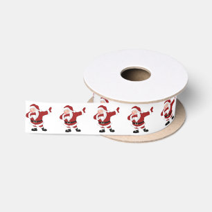 Dabbing Red Santa Claus Fun Holiday XMAS Humor Satin Ribbon