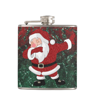 Dabbing Red Santa Claus Fun Holiday XMAS Humour Hip Flask