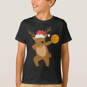 Dabbing reindeer Basketball Santa Christmas T-Shirt