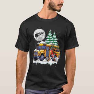 Dabbing Reindeer On School Bus Christmas Driver Lo T-Shirt