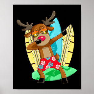 Dabbing Reindeer Xmas In Summer Party Christmas In Poster
