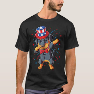 Dabbing Rottweiler 4th Of July Men Women Usa Ameri T-Shirt