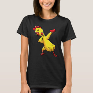 Dabbing Rubber Chicken Holding A Heart T-Shirt