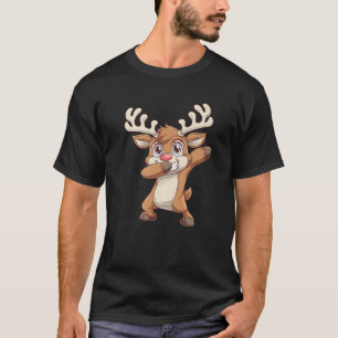 Dabbing Rudolph Red Nose Reindeer Kids Christmas D T-Shirt