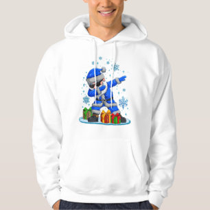 Dabbing Santa- Blue & Silver Snowflake Christmas  Hoodie