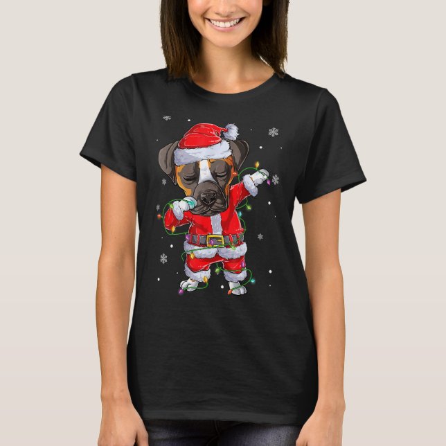 Dabbing Santa Boxer Dog Merry Boxmas Christmas Kid T-Shirt (Front)