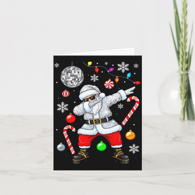Dabbing Santa Christmas Disco Retro 70s 80s Vibes  Card (Front)