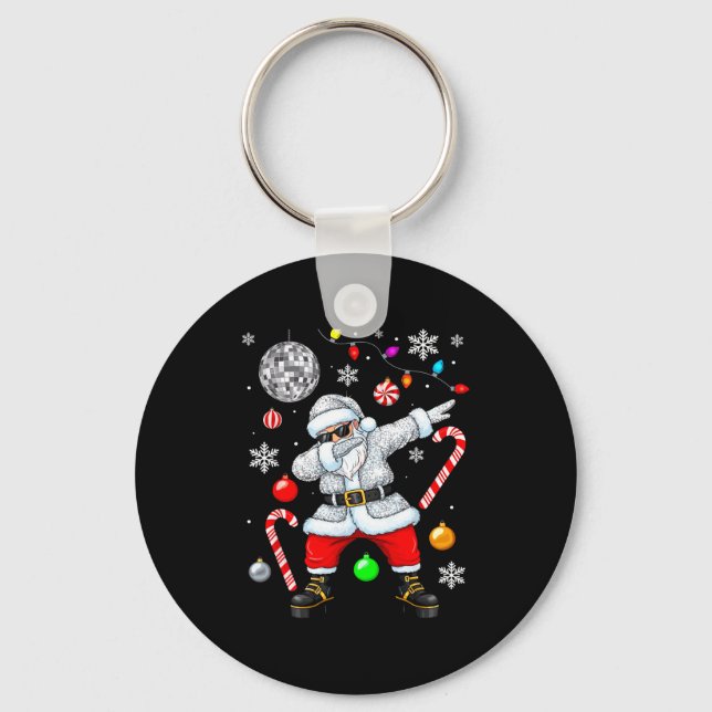 Dabbing Santa Christmas Disco Retro 70s 80s Vibes  Key Ring (Front)