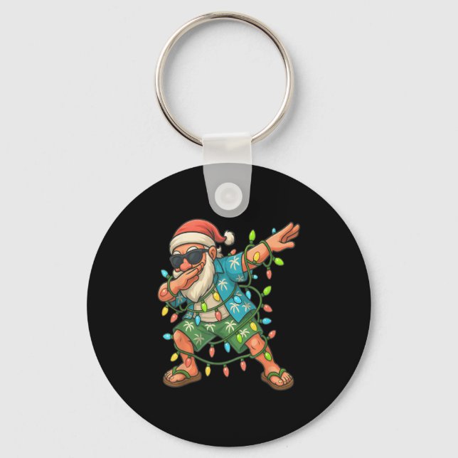 Dabbing Santa Christmas In July 2025 Hawaiian Xmas Key Ring (Front)