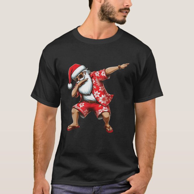Dabbing Santa Christmas in July Boys Men Hawaiian  T-Shirt (Front)