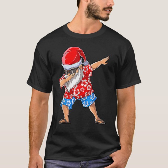 Dabbing Santa Christmas in July Boys Men Hawaiian  T-Shirt (Front)
