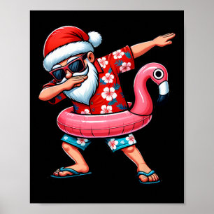 Dabbing Santa Christmas In July Hawaiian Xmas Dab Poster