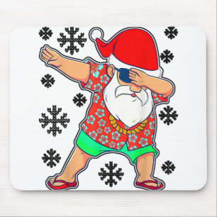 Dabbing Santa, Christmas Summer Tropical Hawaiian Mouse Mat