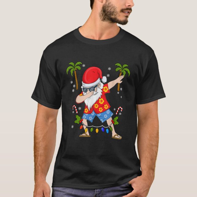 Dabbing Santa Christmas Summer Tropical Hawaiian S T-Shirt (Front)