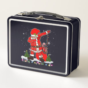 Dabbing Santa Christmas Tree Lights Xmas Gifts Boy Metal Lunch Box