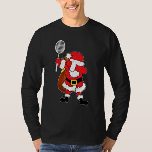 Dabbing Santa Claus Badminton Christmas For Kids T-Shirt