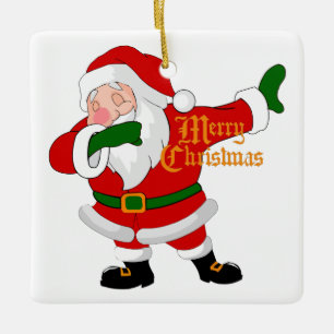 dabbing santa claus ceramic ornament