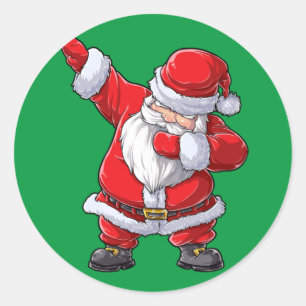 Dabbing Santa Claus Christmas Boys Men Funny Xmas Classic Round Sticker