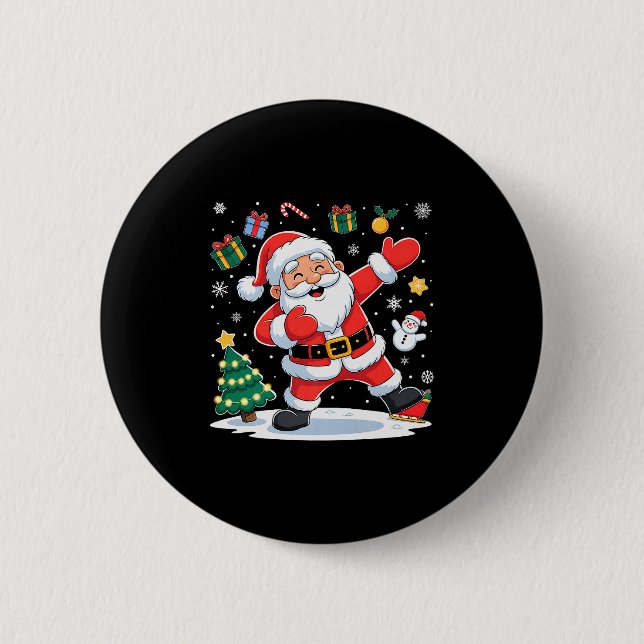 Dabbing Santa Claus Christmas Holiday Boys Kids Da 6 Cm Round Badge (Front)