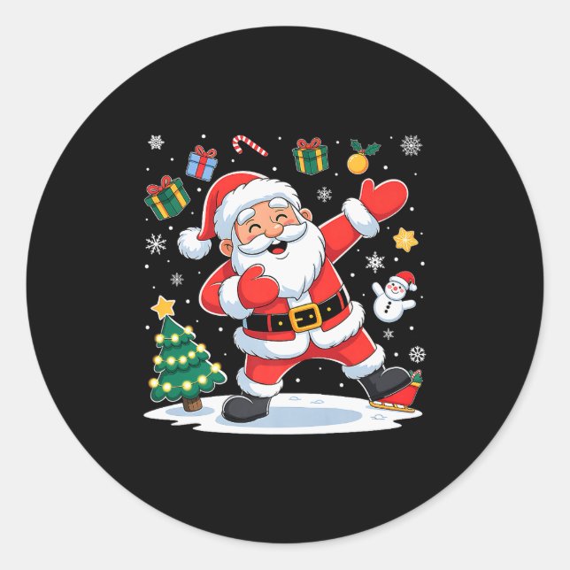 Dabbing Santa Claus Christmas Holiday Boys Kids Da Classic Round Sticker (Front)