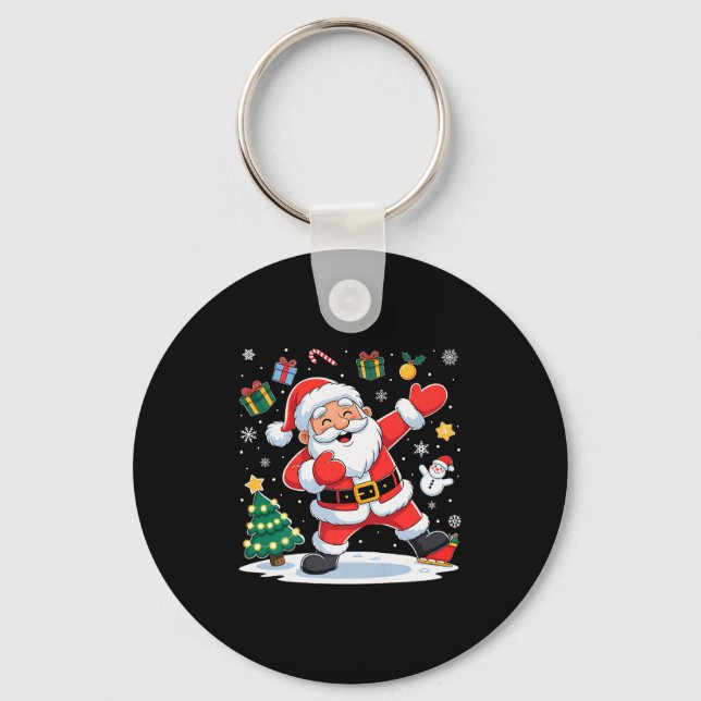 Dabbing Santa Claus Christmas Holiday Boys Kids Da Key Ring (Front)