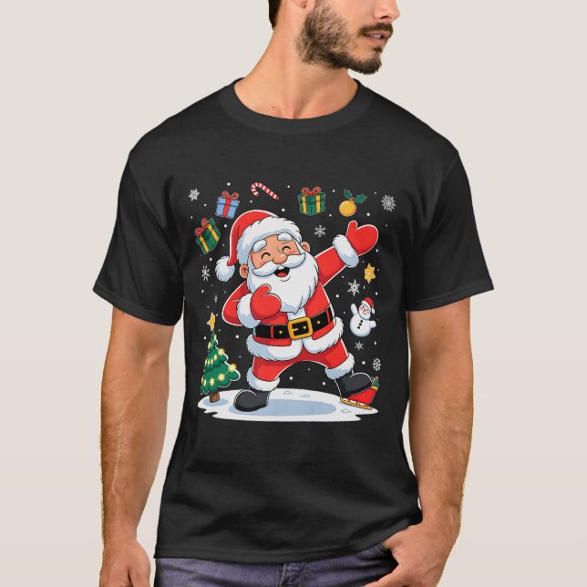 Dabbing Santa Claus Christmas Holiday Boys Kids Da T-Shirt (Front)