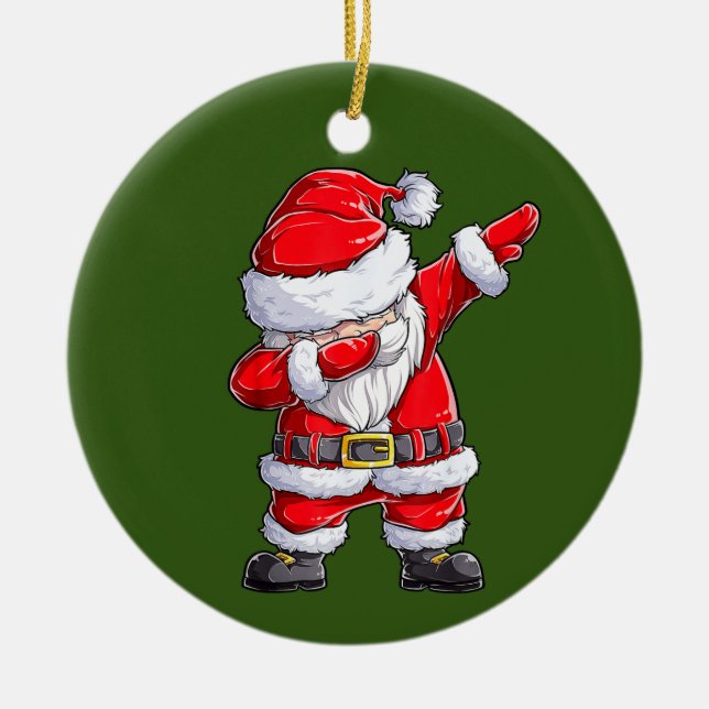Dabbing Santa Claus Christmas Kids Boys Girls Dab Ceramic Tree Decoration (Front)