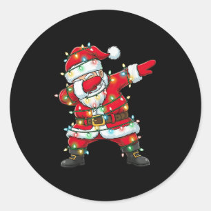 Dabbing Santa Claus Christmas Lights Xmas Dab Men  Classic Round Sticker
